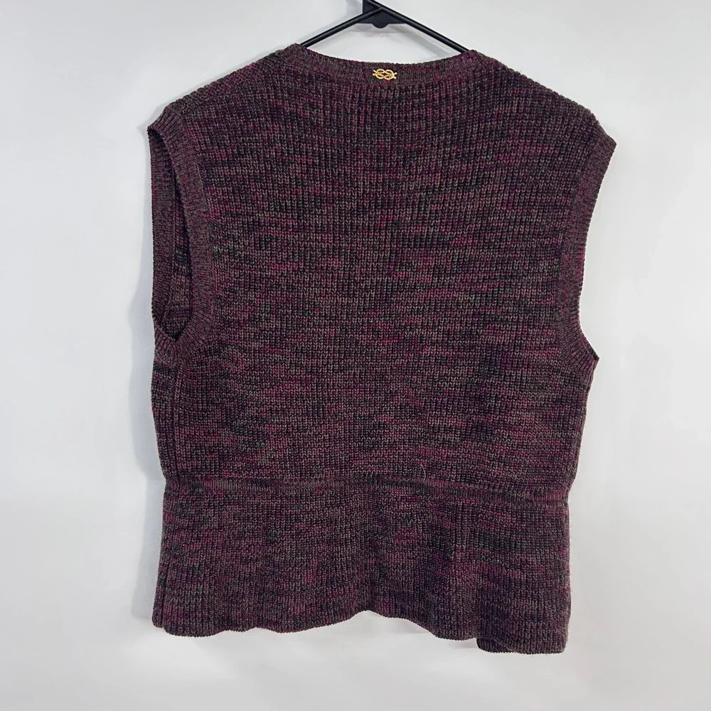 Magdeleine Poncet Vintage 70s French Knit Vest S M Gold Hardware Boho Retro